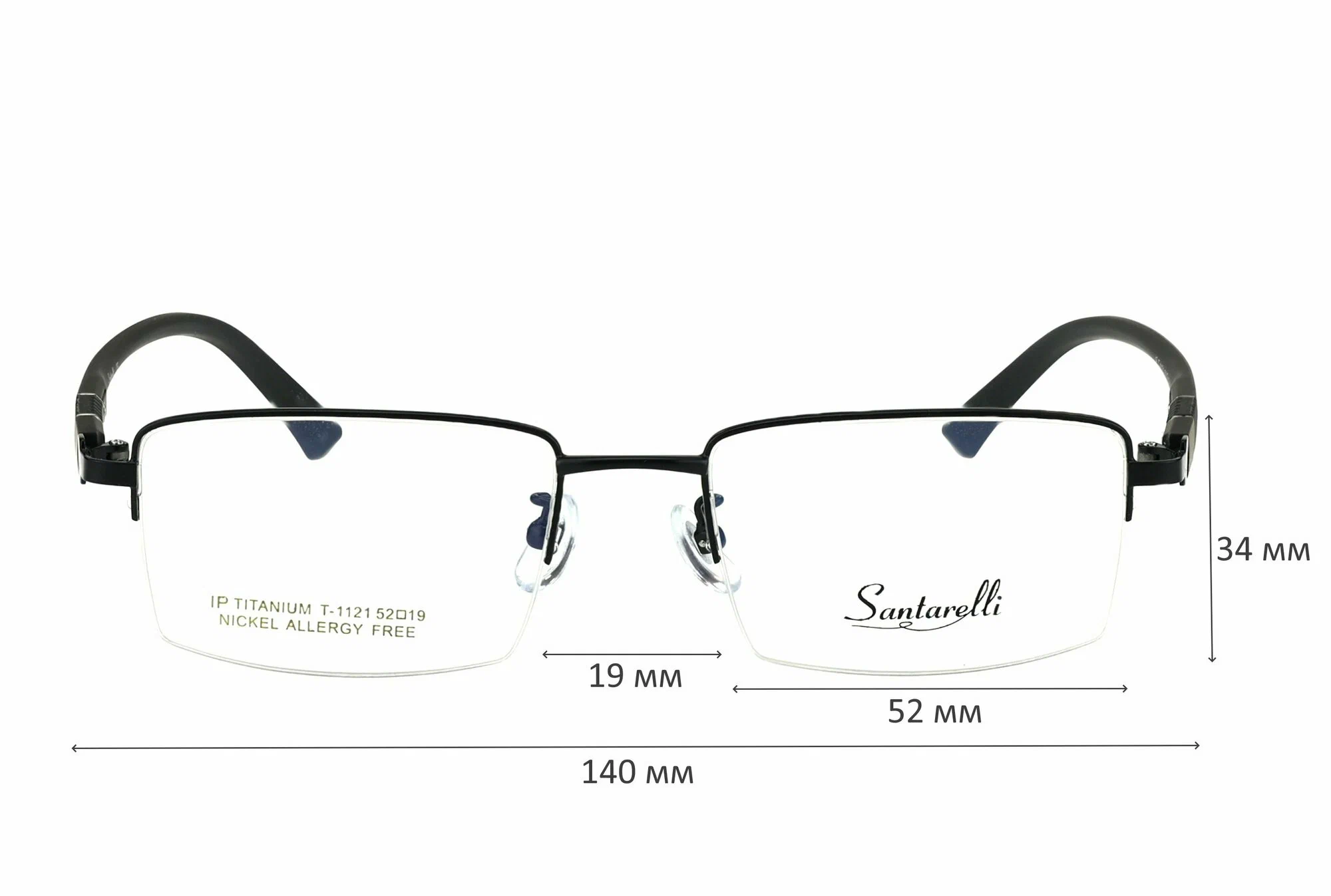 Готовые очки для зрения с футляром на магните SANTARELLI мод. 1121 Цвет 1 с линзами ECOPLUS 1.56 HMC -0.25 РЦ 64-66