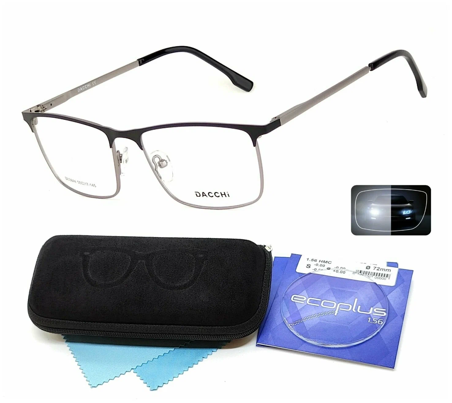 Очки с футляром-змейка DACCHI мод. 33844 Цвет 2 с линзами ECOPLUS 1.56 HMC 0.00 РЦ 64-66