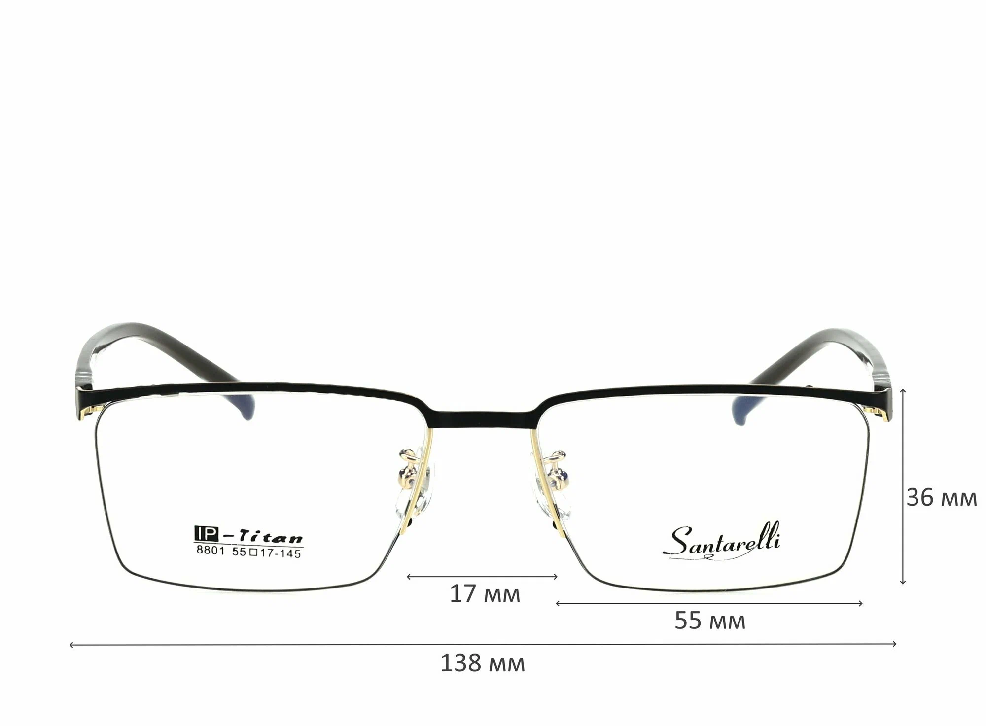 Готовые очки для зрения с футляром на магните SANTARELLI мод. 8801 Цвет 1 с линзами ECOPLUS 1.56 HMC -1.25 РЦ 64-66