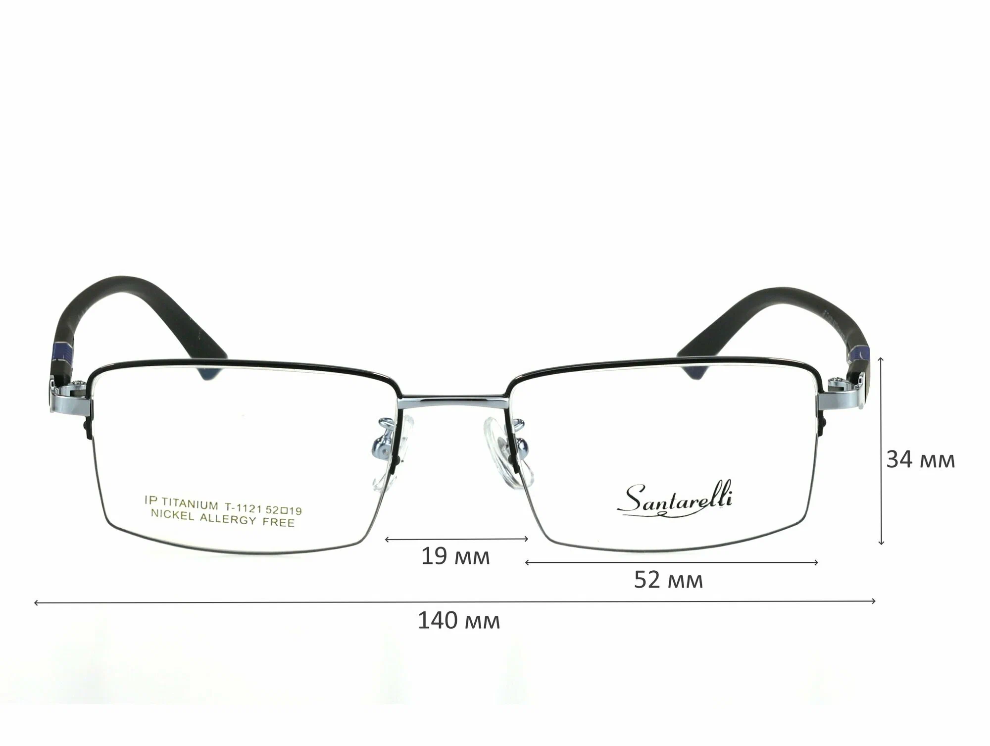 Готовые очки для зрения с футляром на магните SANTARELLI мод. 1121 Цвет 3 с линзами ECOPLUS 1.56 HMC -3.00 РЦ 64-66